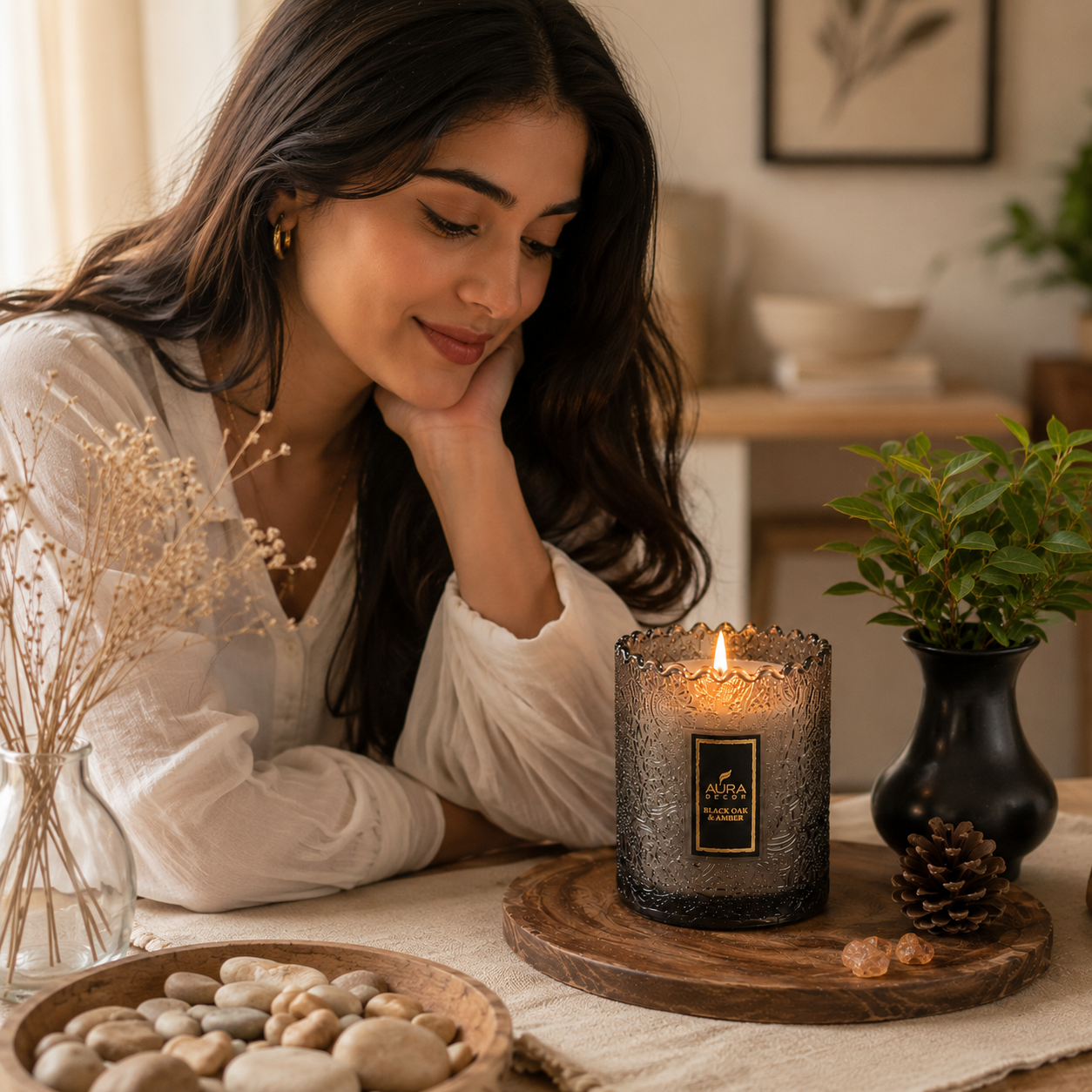 AuraDecor Eclipse Premium Scented Jar Candle | Soy Wax | Luxury Glass Candle | 2 Fragrance Variants