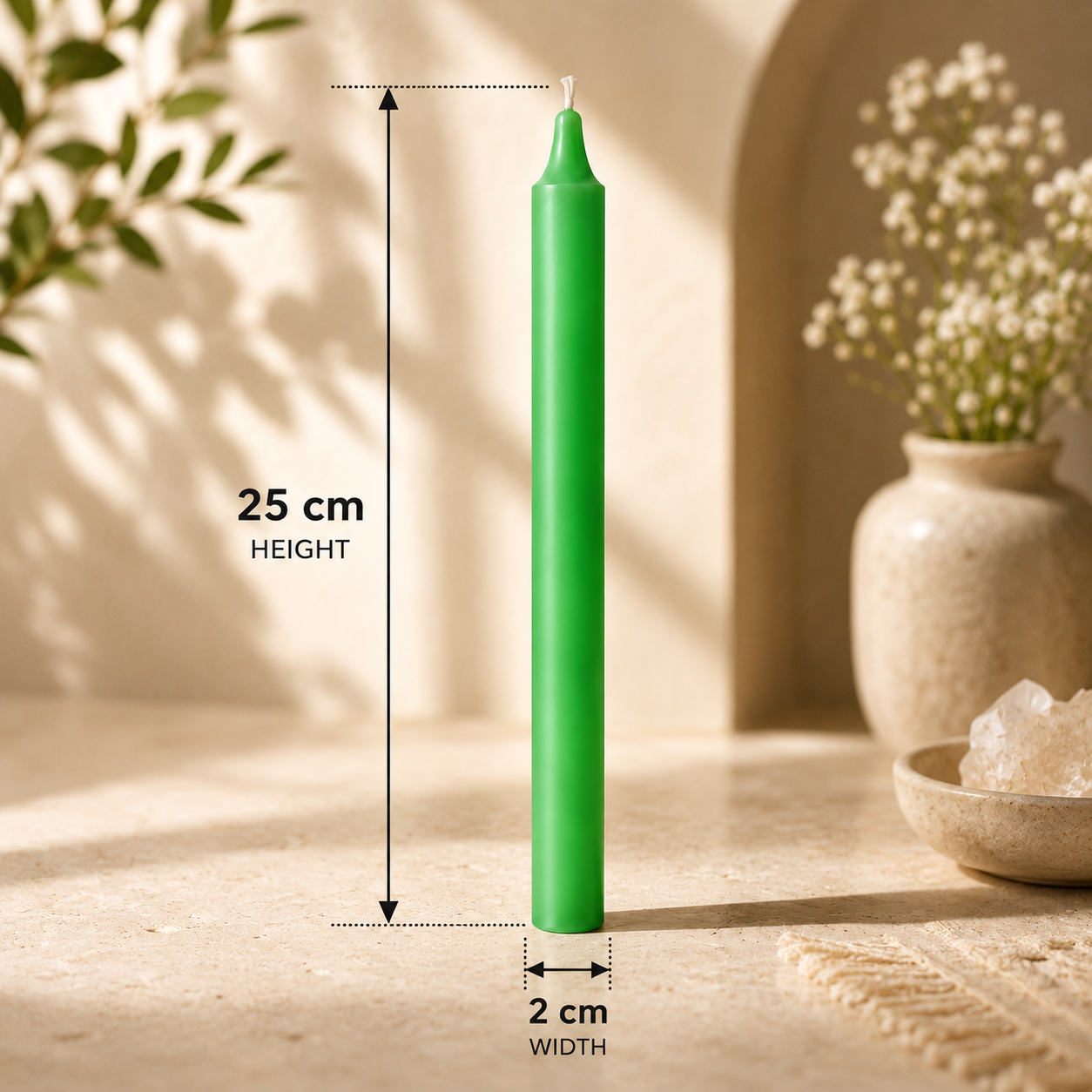 AuraDecor Large Stick Candles | Long Burning| Pack of 10