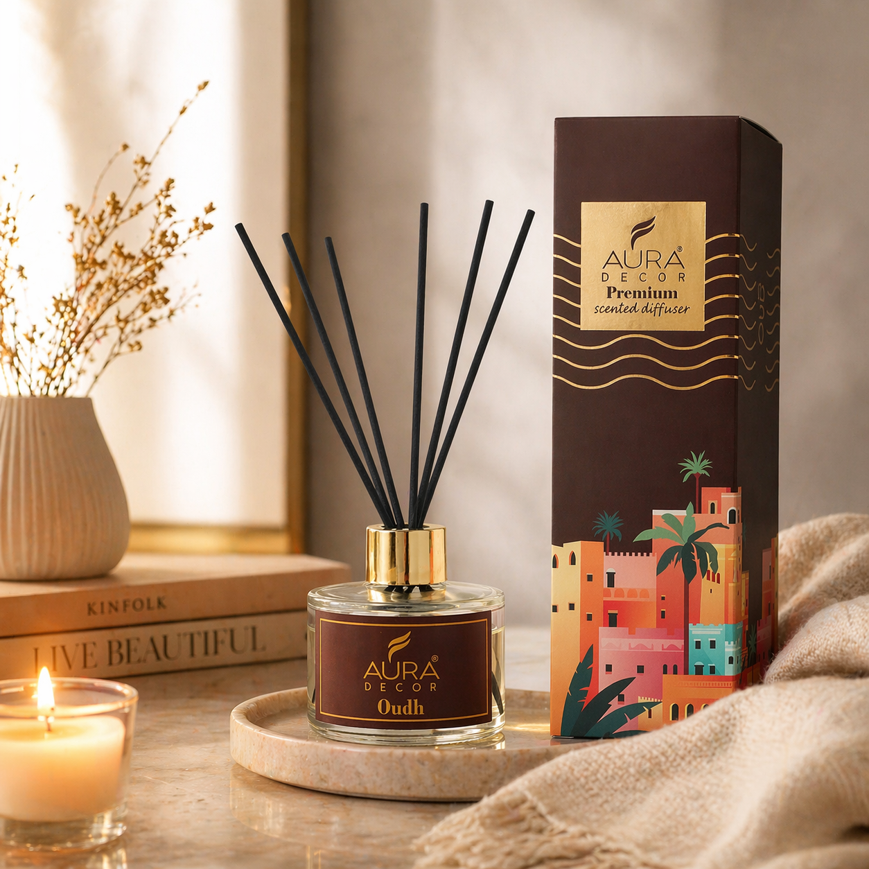 Auradecor Elysian Reed Diffuser - Lavender & Oudh |Aroma Diffuser| (RD-200)