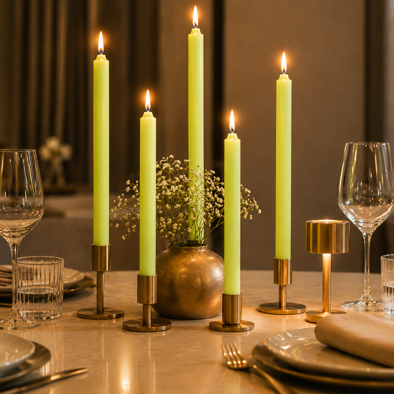 AuraDecor Large Stick Candles | Long Burning| Pack of 10
