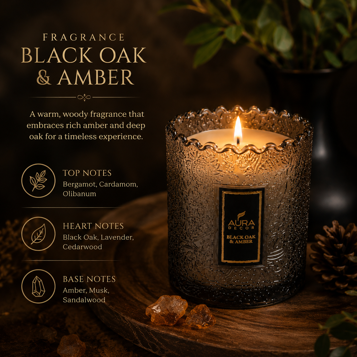 AuraDecor Eclipse Premium Scented Jar Candle | Soy Wax | Luxury Glass Candle | 2 Fragrance Variants