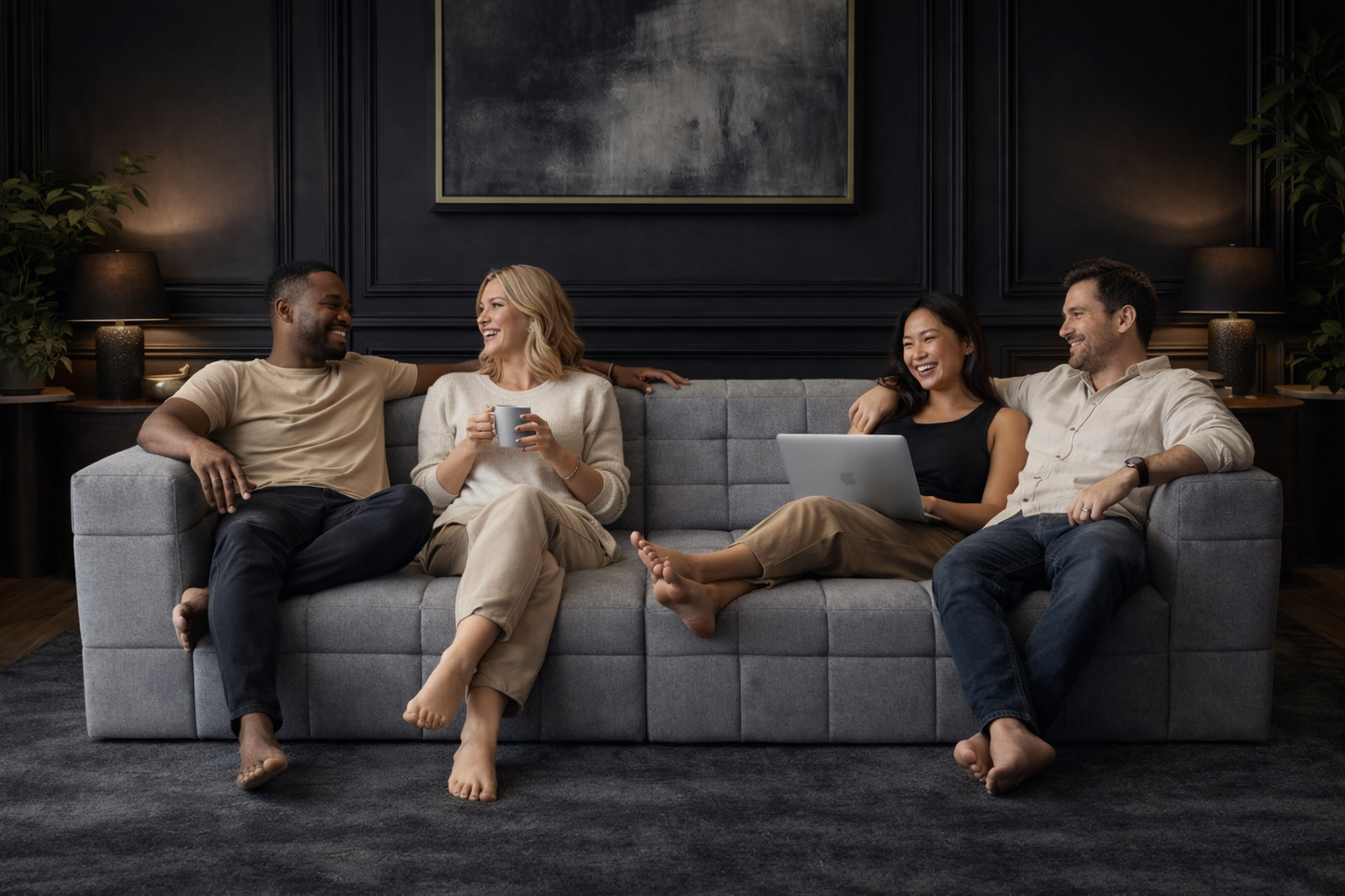 Auradecor Elara Compressed 3‑Seater Sofa Ecological Alpaca Wool, High‑Density Sponge