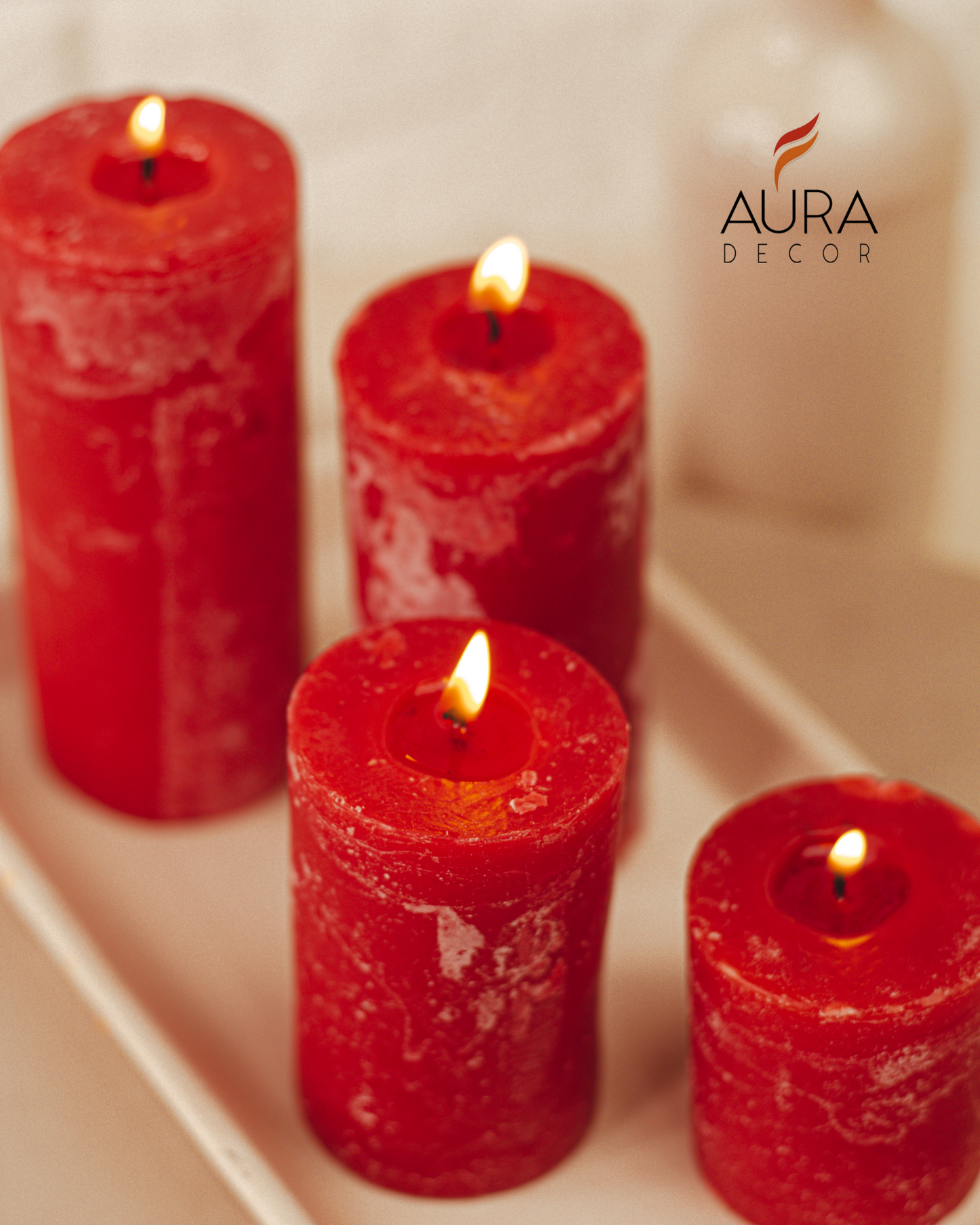 Auradecor Set of 4 Marble Finish Fragrance Pillar Set