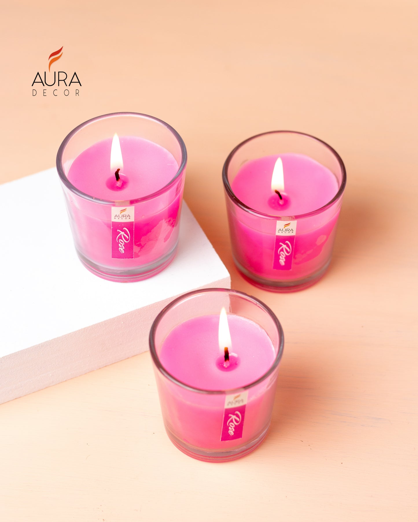 AuraDecor Glass Set of 3 Fragrance Votive Candle