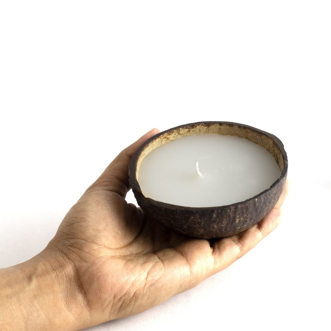 Coconut Shell Candle/Diya | Eco-Friendly Scented Soy Wax Candles Set of 2