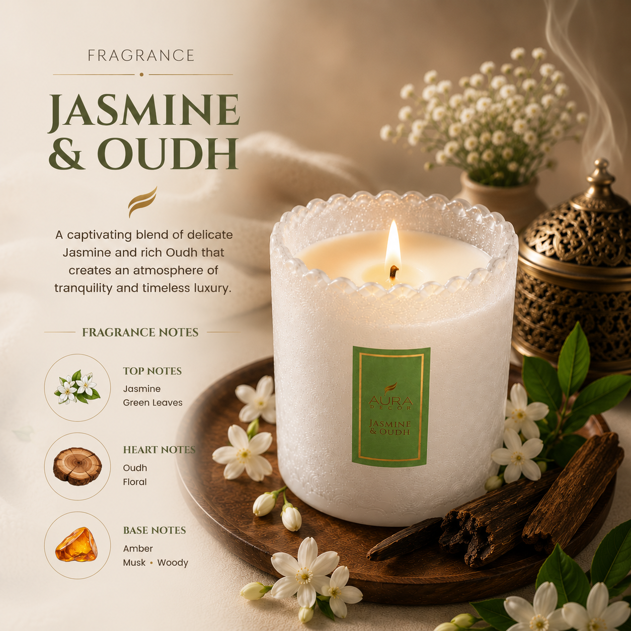 AuraDecor Eclipse Premium Scented Jar Candle | Soy Wax | Luxury Glass Candle | 2 Fragrance Variants