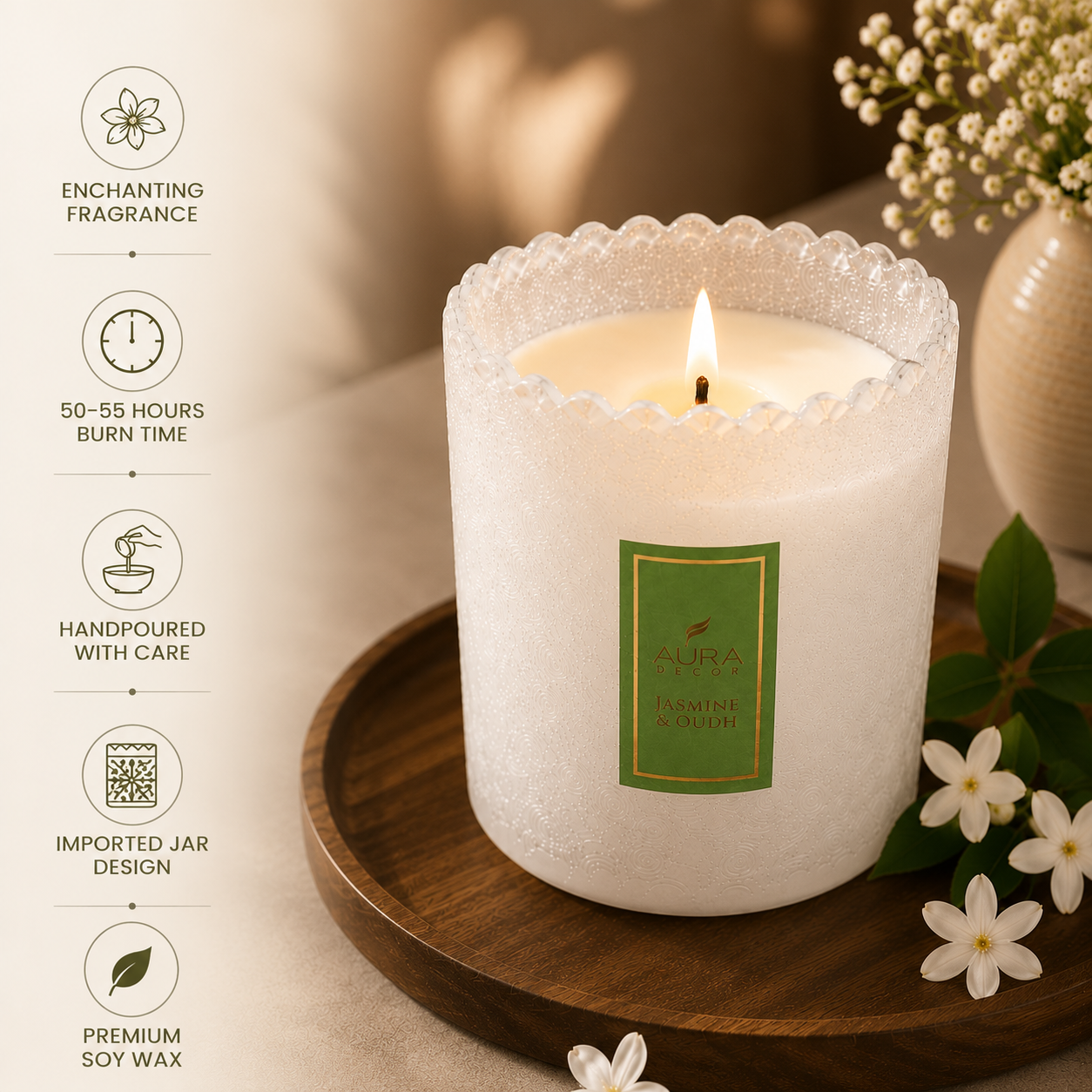 AuraDecor Eclipse Premium Scented Jar Candle | Soy Wax | Luxury Glass Candle | 2 Fragrance Variants