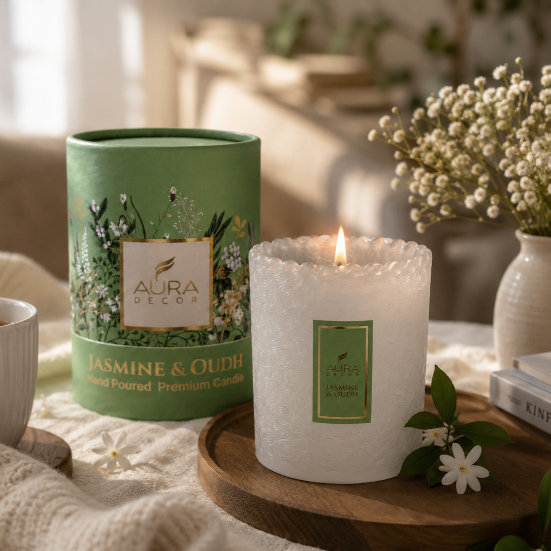 AuraDecor Eclipse Premium Scented Jar Candle | Soy Wax | Luxury Glass Candle | 2 Fragrance Variants