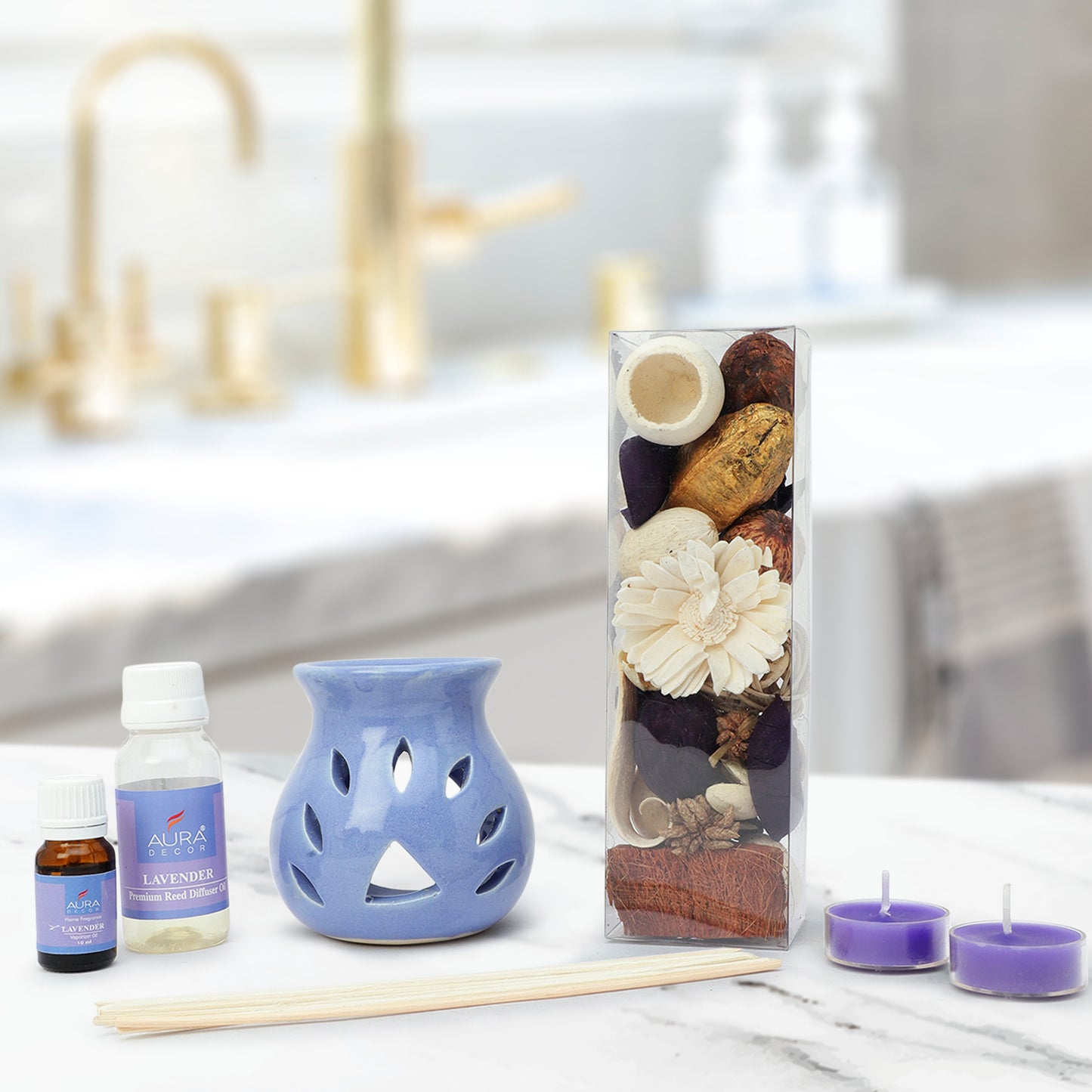 AuraDecor Aromatherapy giftset (aroma diffuser, reed diffuser, potpourri & tealights) (GS-18)