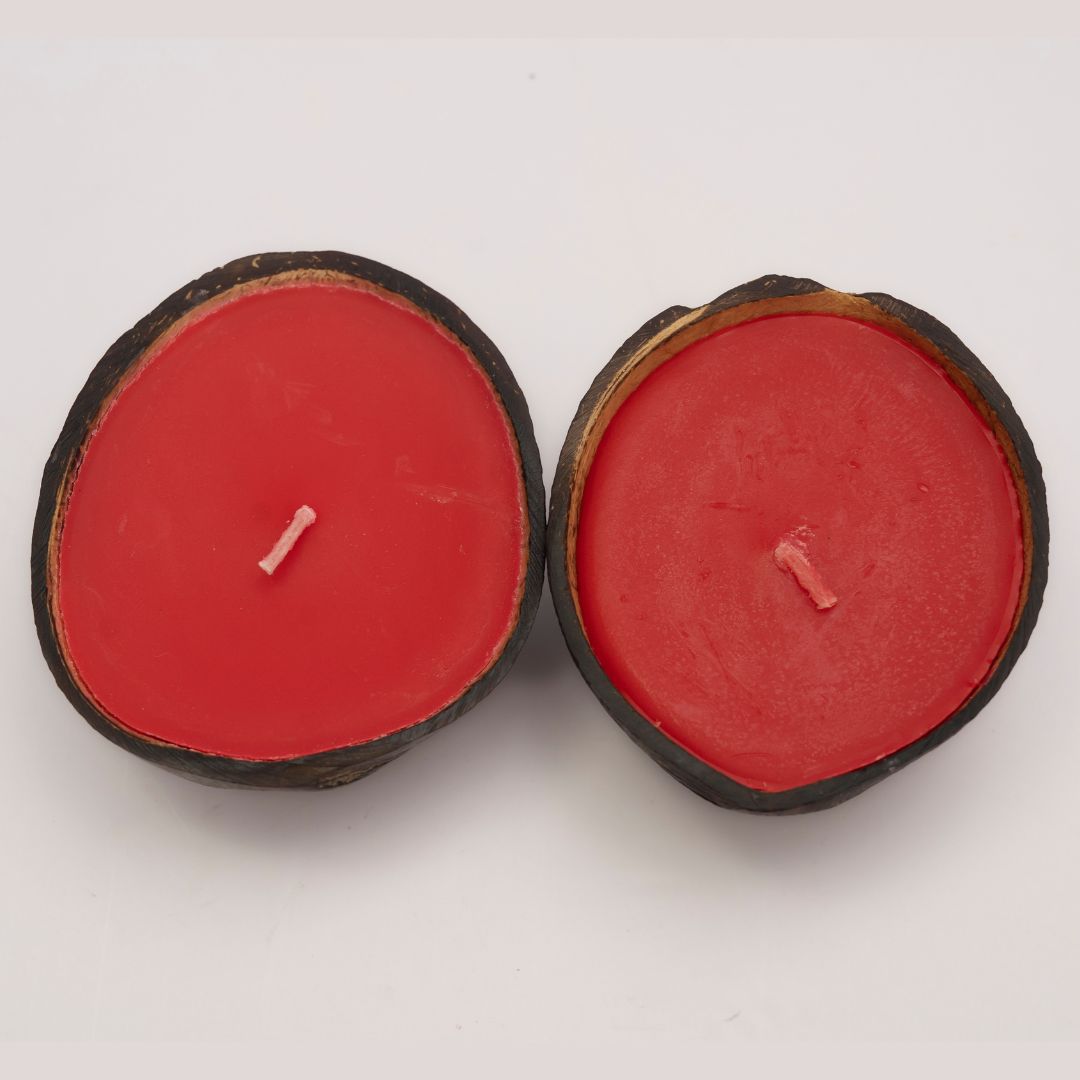 Coconut Shell Candle/Diya | Eco-Friendly Scented Soy Wax Candles Set of 2