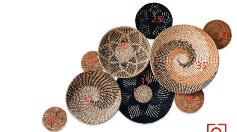 Auradecor Boho Wall Basket Decor Decorative Natural Woven Basket (9pcs) Wall Decor Art Round Hanging Baskets for Home Decorations, Multi Sizes(Boho),