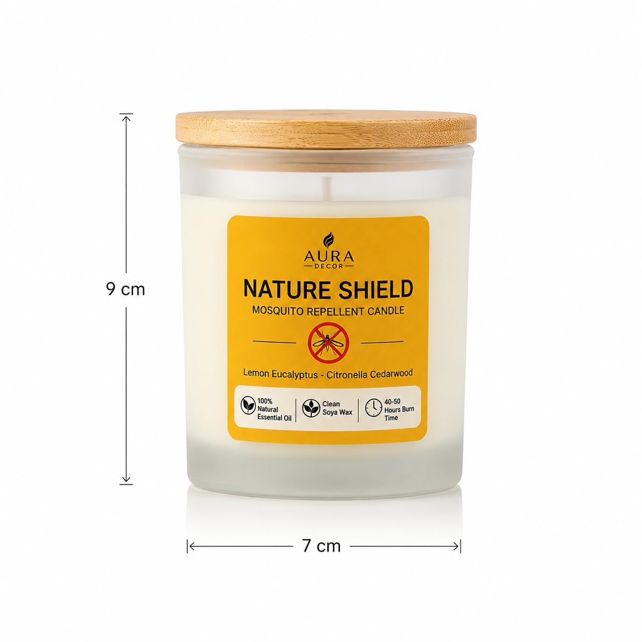 AuraDecor Nature Shield Mosquito Repellent Soy Wax Candle | Natural Anti-Mosquito Candle | 40-50 Hours Burn Time