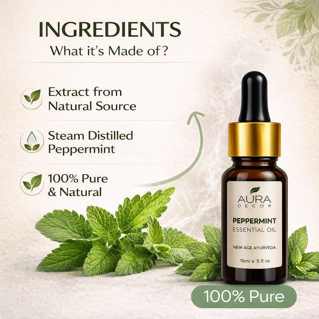 Peppermint Essential Oil - 15ml for Skin, Hair, Face, Acne Care