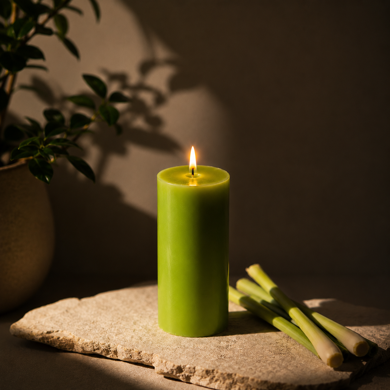 AuraDecor Scented Pillar Candles Set of 2 | 25 Hours Burn Time (Lemon Grass)