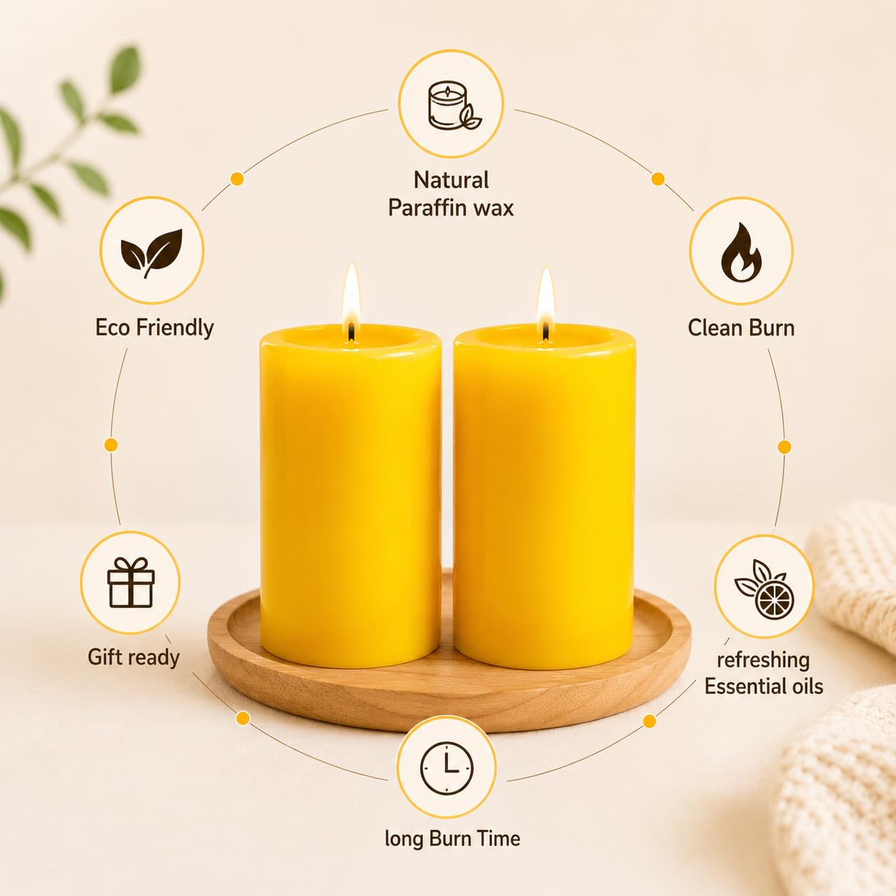 AuraDecor Anti Mosquito Pillar Candle Set of 2 | Mosquito Repellent Pillar Candle