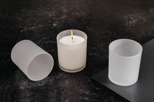 AuraDecor Imported Frosted Glass Empty for Candle