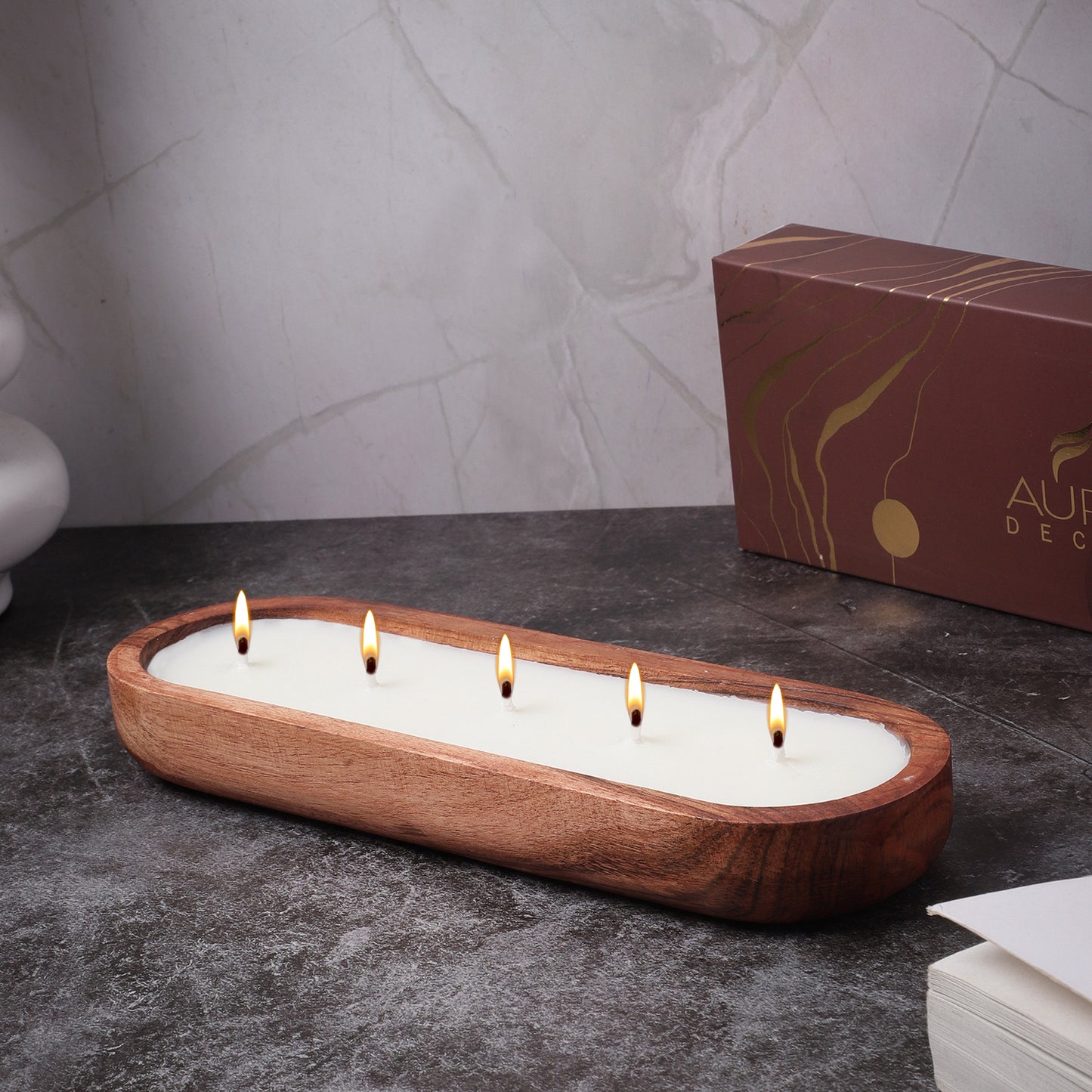 Auradecor Wooden Urli Candle