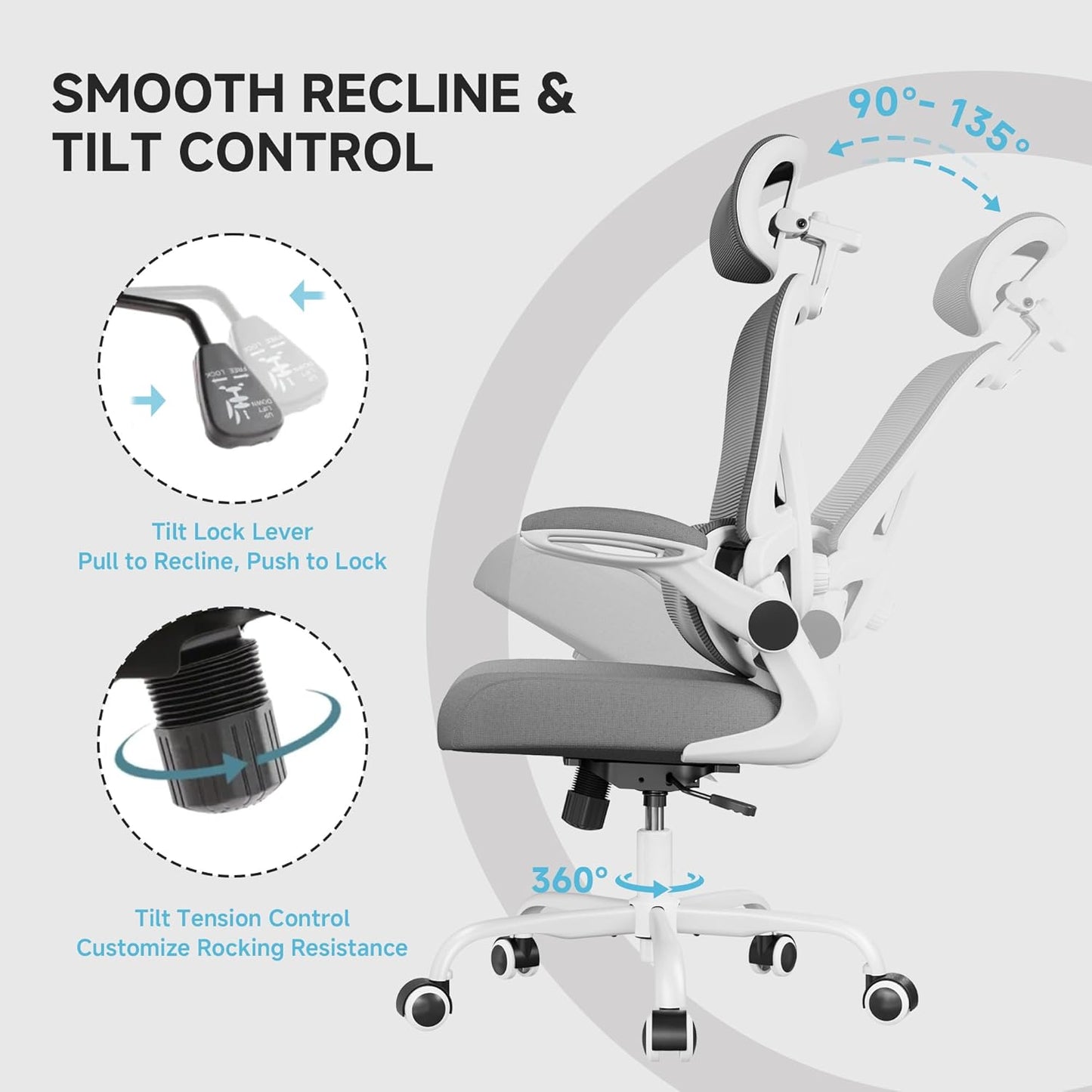 Auradecor EasePro Ergonomic Mesh Office Chair with Headrest