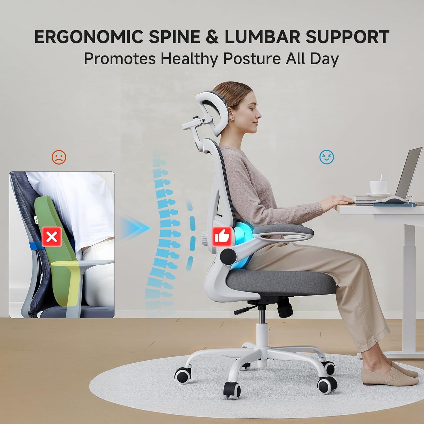 Auradecor EasePro Ergonomic Mesh Office Chair with Headrest