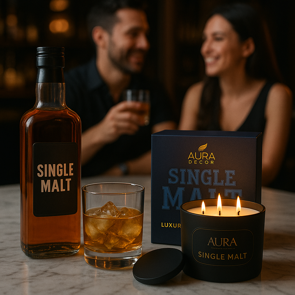 AuraDecor Velvet Single Malt Addiction Bold Scented Candle (Master pack of 20pcs)