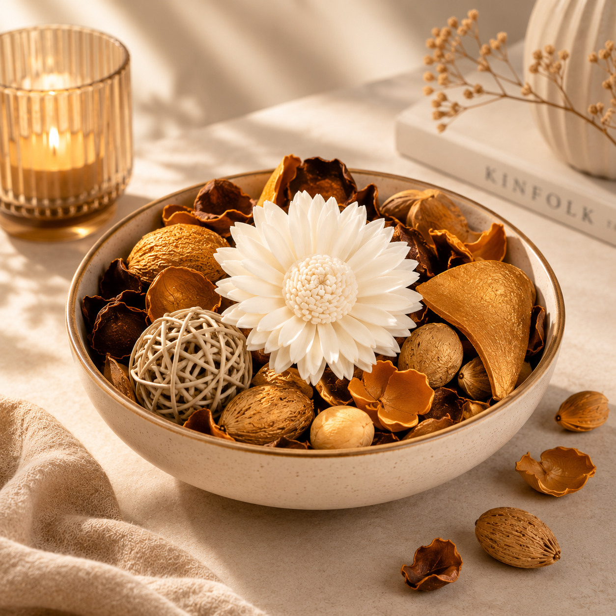 AuraDecor Premium Potpourri Box – Amber Sandalwood Fragrance (200g)| Decorative Dried Flowers & Natural Botanicals|