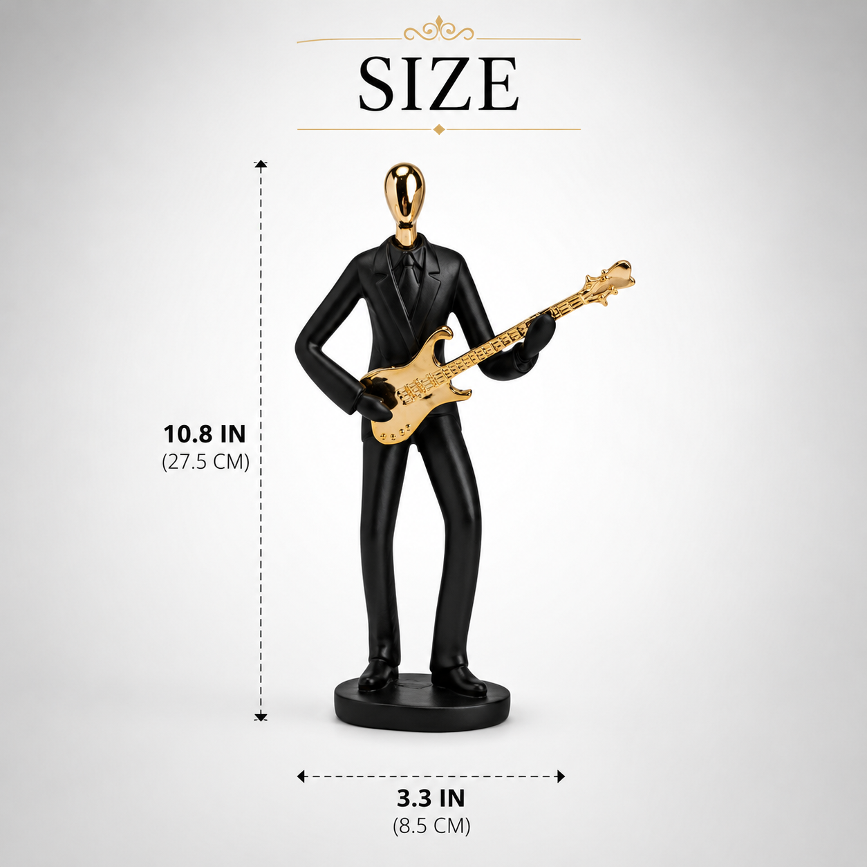 AuraDecor Guitarist Figurine, Modern Abstract Resin Showpiece in Black & Gold