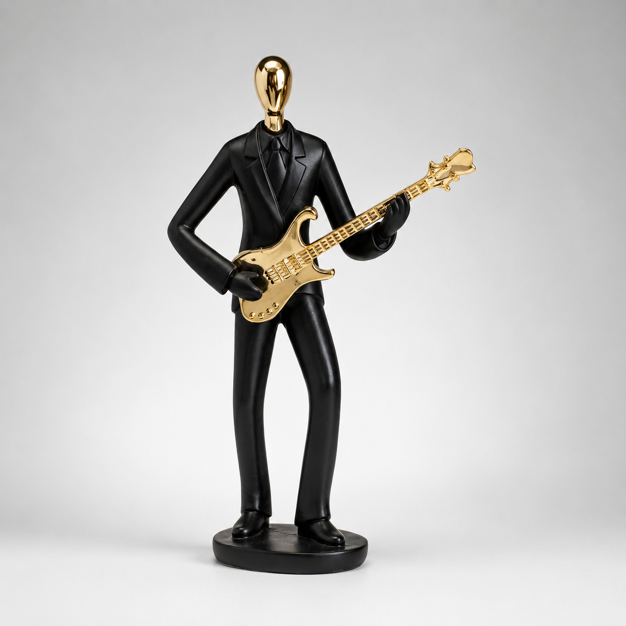 AuraDecor Guitarist Figurine, Modern Abstract Resin Showpiece in Black & Gold