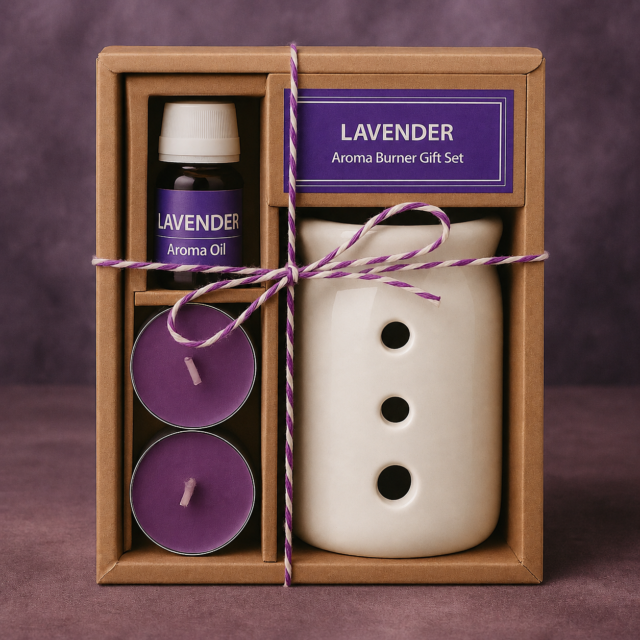AuraDecor Aroma Oil Burner Gift Set ( Lavender ) GS-03