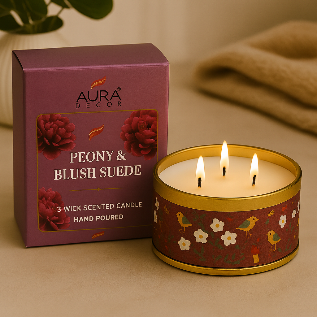 Auradecor 3-Wick Scented Charm Tin Candle