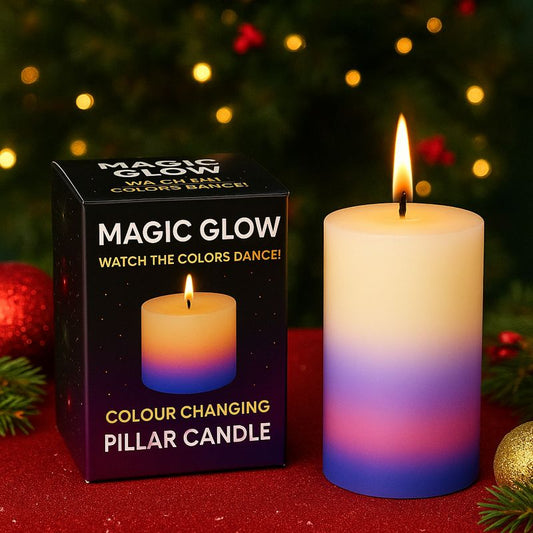 AuraDecor MagicGlow Color Changing Pillar Candle