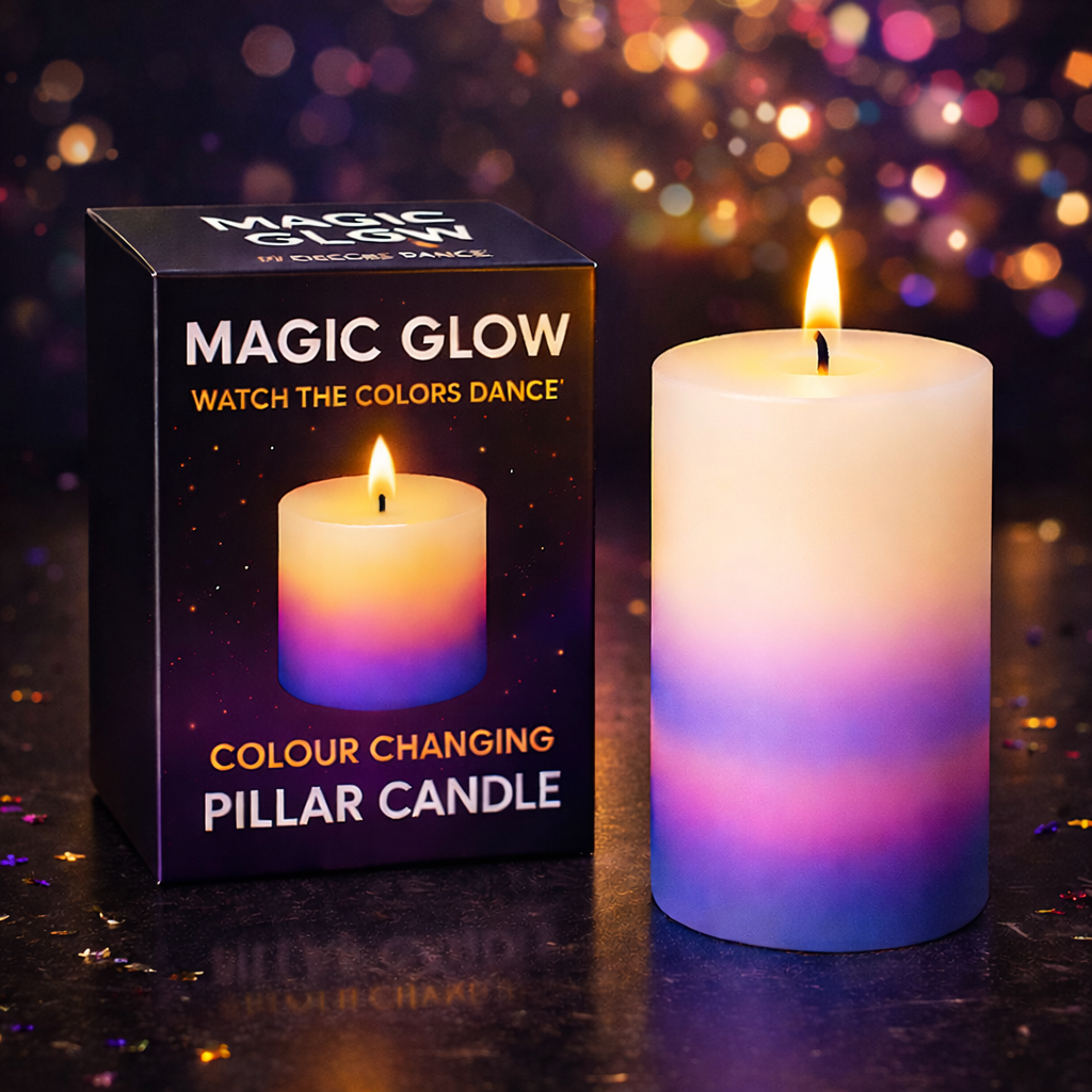 AuraDecor MagicGlow Color Changing Pillar Candle