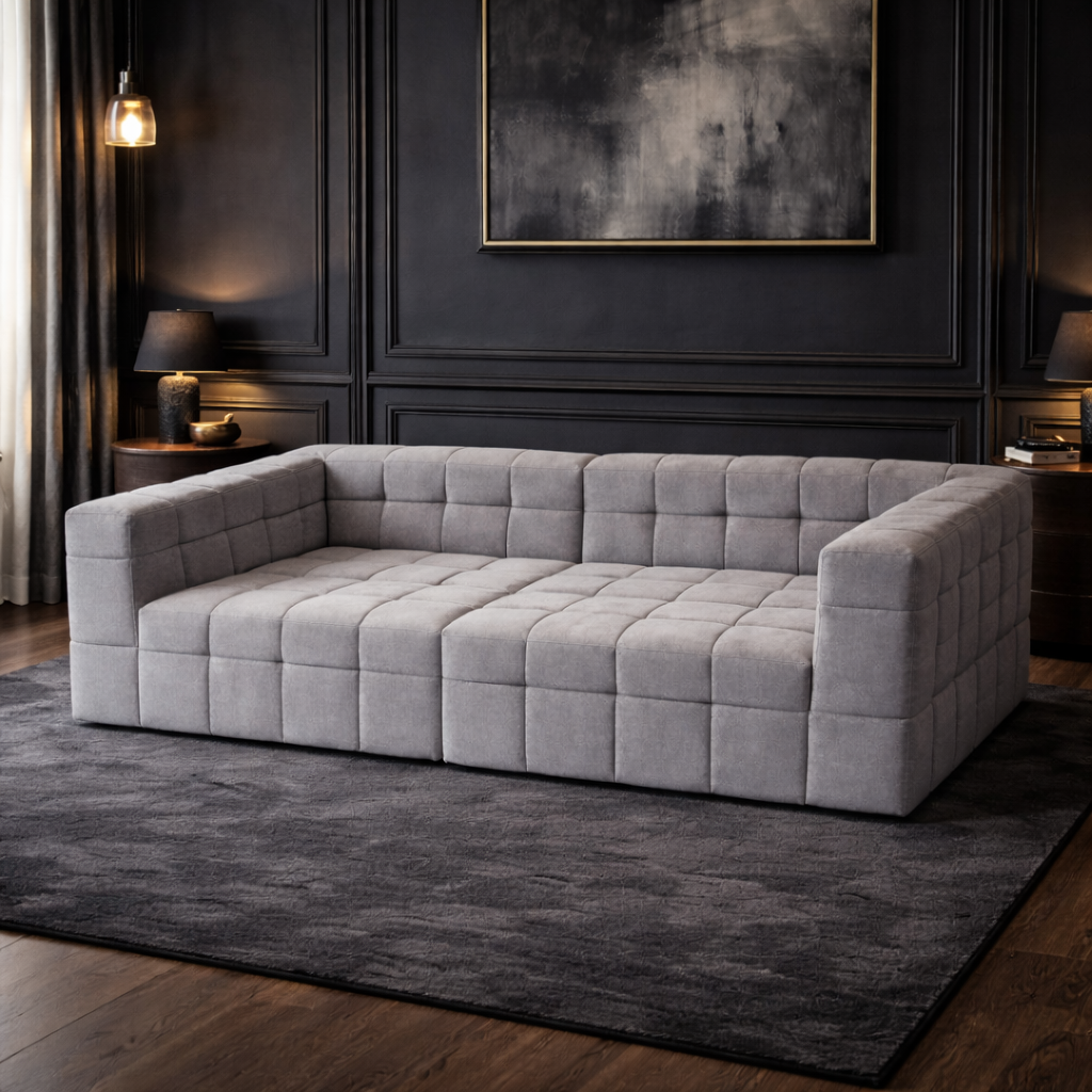 Auradecor Elara Compressed 3‑Seater Sofa Ecological Alpaca Wool, High‑Density Sponge