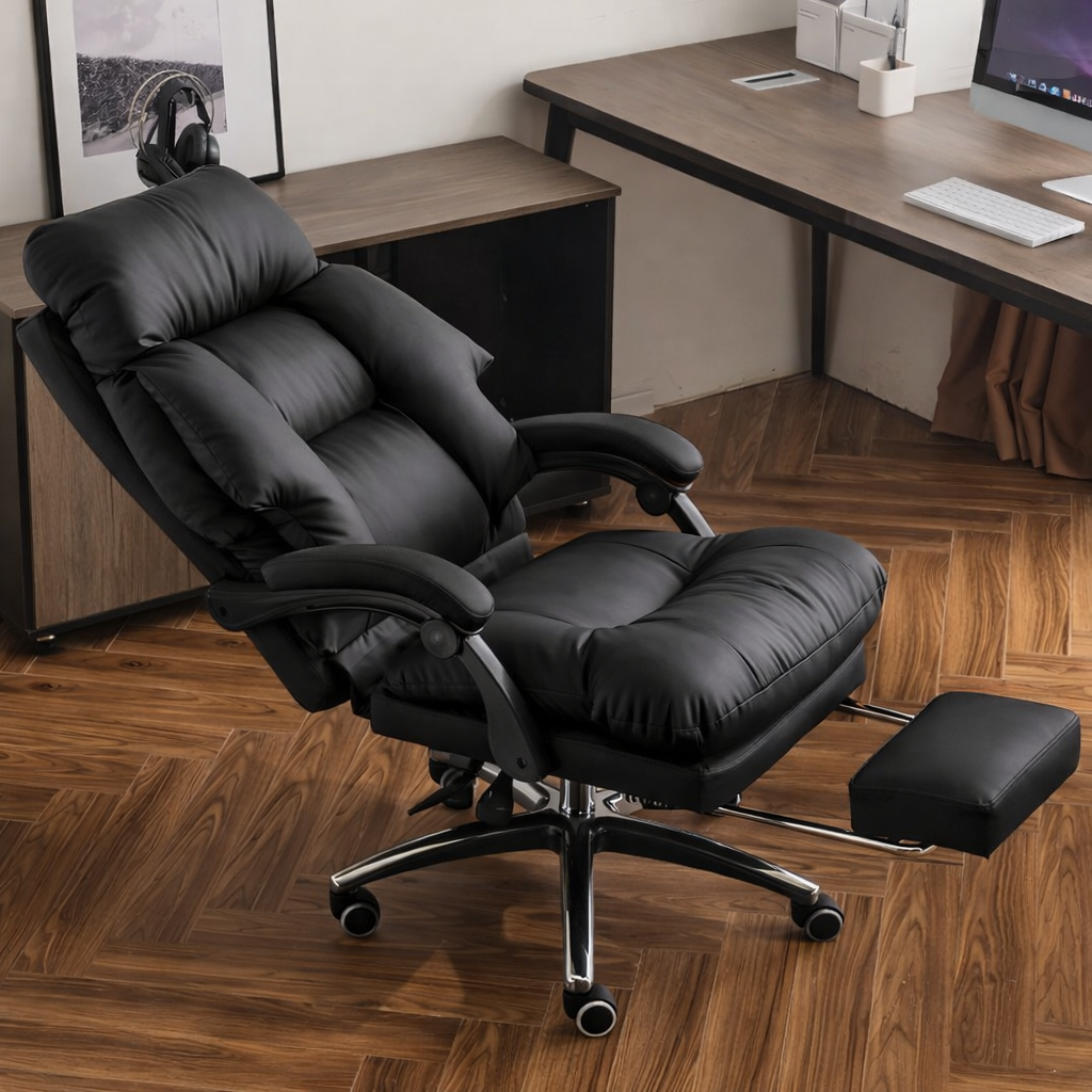 Executive Luxe Recliner Office Chair with Footrest & 2D Linkage Armrests