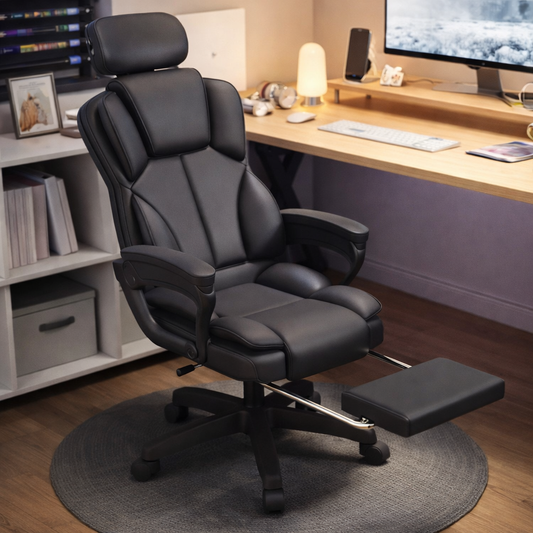 Auradecor RegalEase Pro Recliner Office Chair with Headrest & Footrest