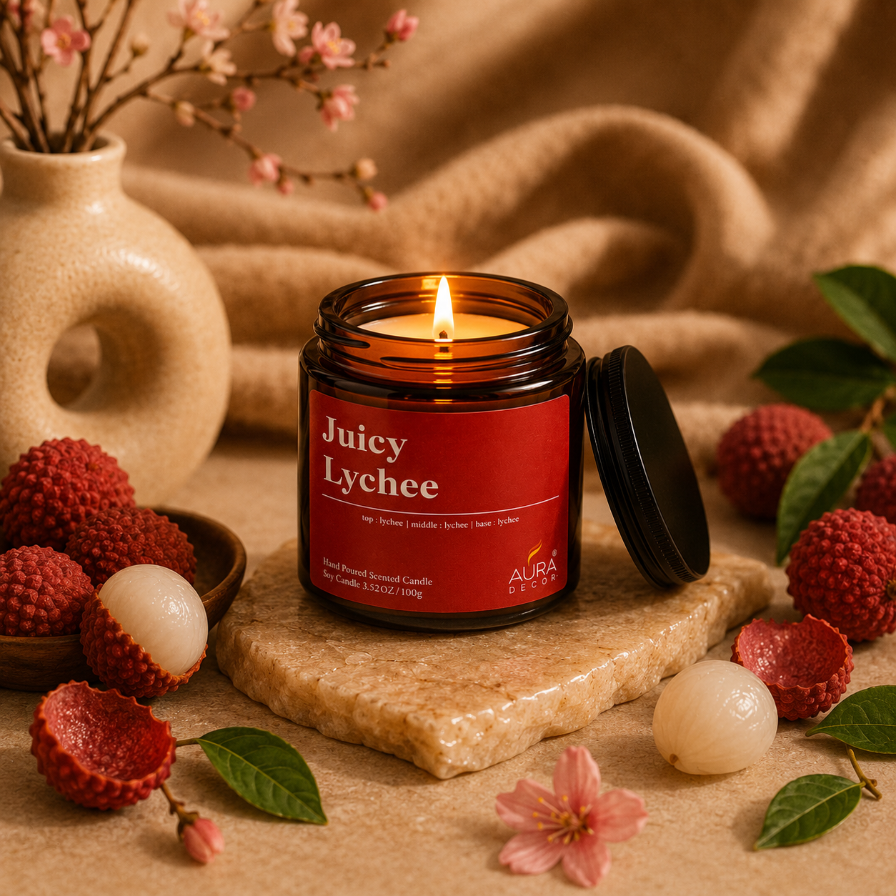 AuraDecor Amber Jar 100gm , Soya Wax Jar Candle , Premium Fragrances