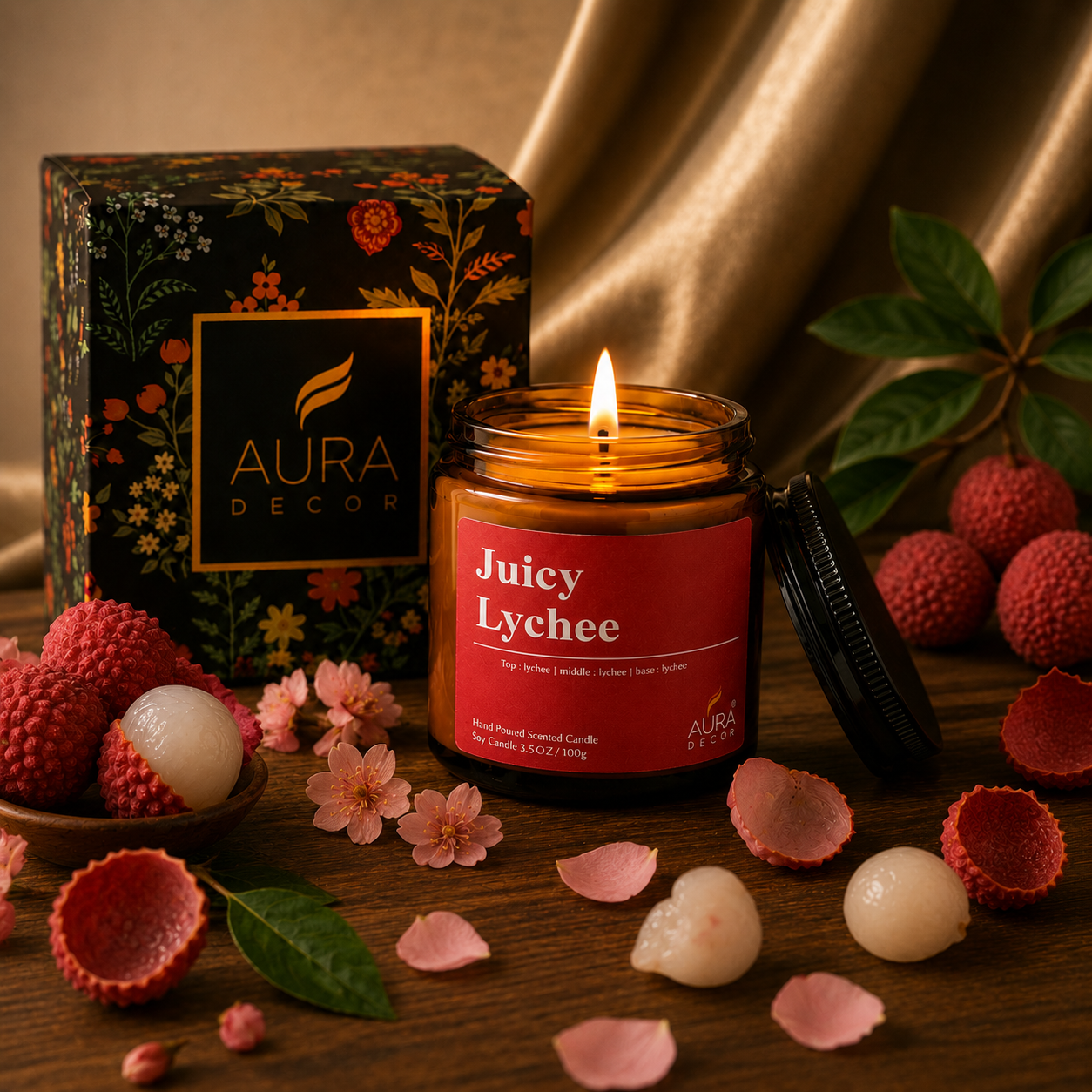 AuraDecor Amber Jar 100gm , Soya Wax Jar Candle , Premium Fragrances