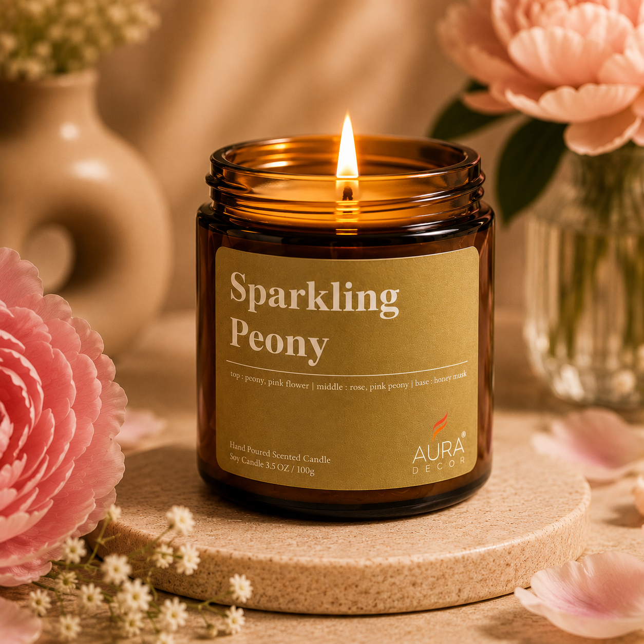 AuraDecor Amber Jar 100gm , Soya Wax Jar Candle , Premium Fragrances