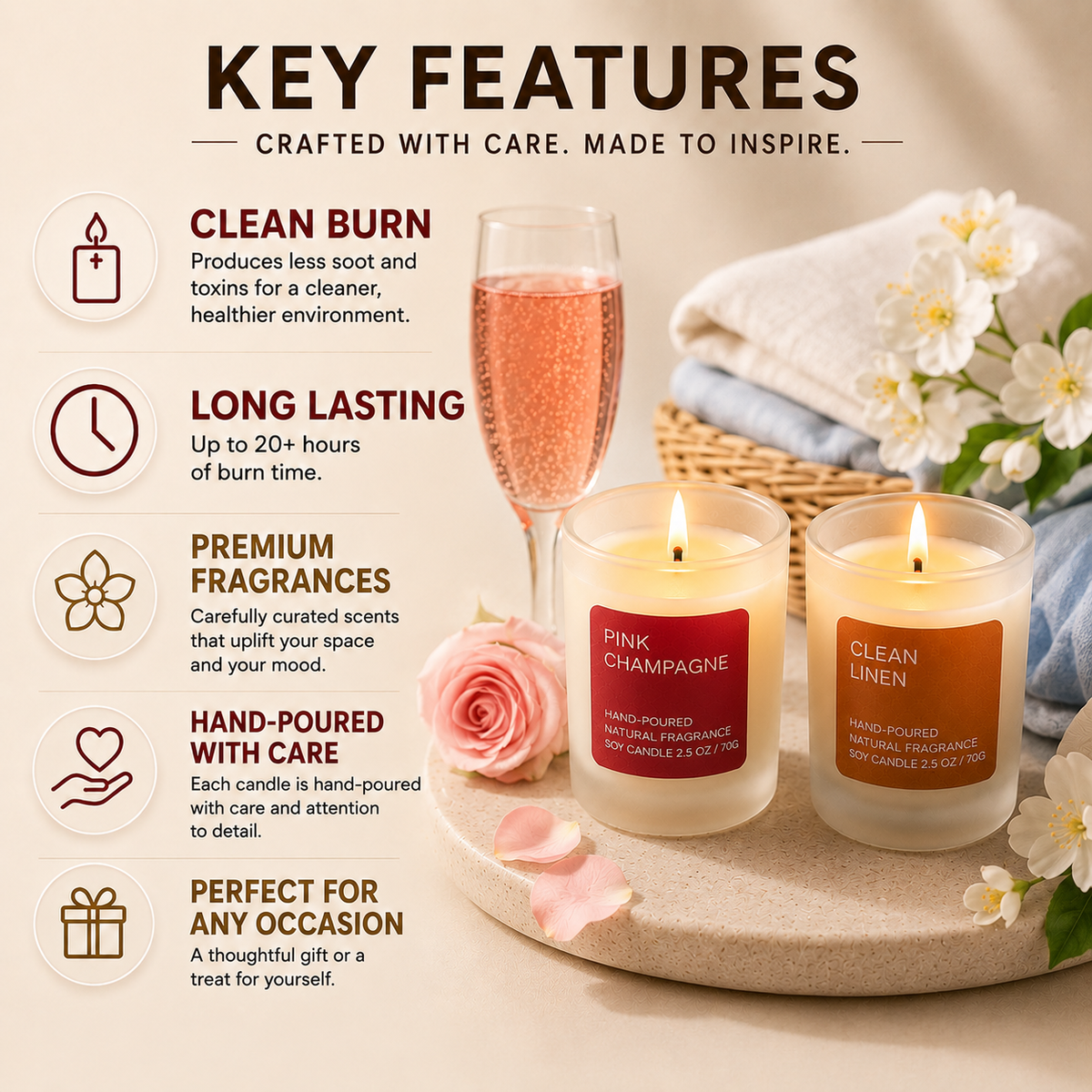 Bulk Buy AuraDecor Frosted Glass Premium Scented Candle Set of 2 (Master pack of 50 sets)