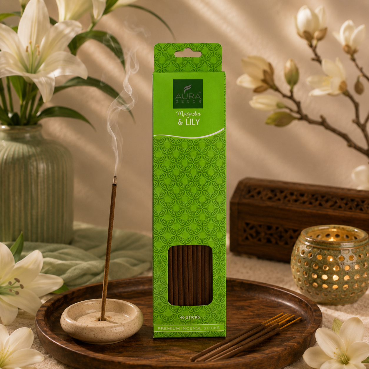 AuraDecor Premium Incense Sticks (40 Sticks) – Long Lasting Natural Fragrance
