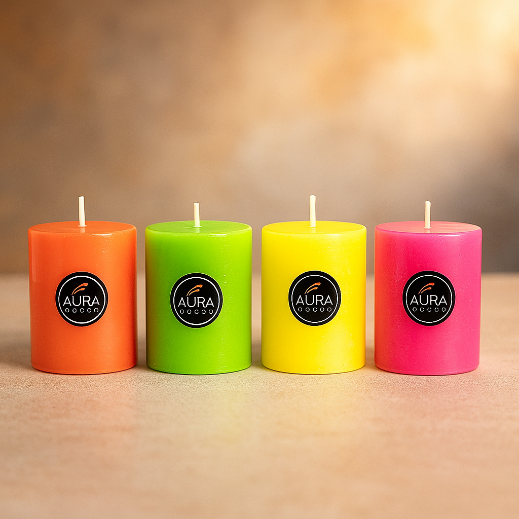 Set of 4 Fluroscent Pillar Candles