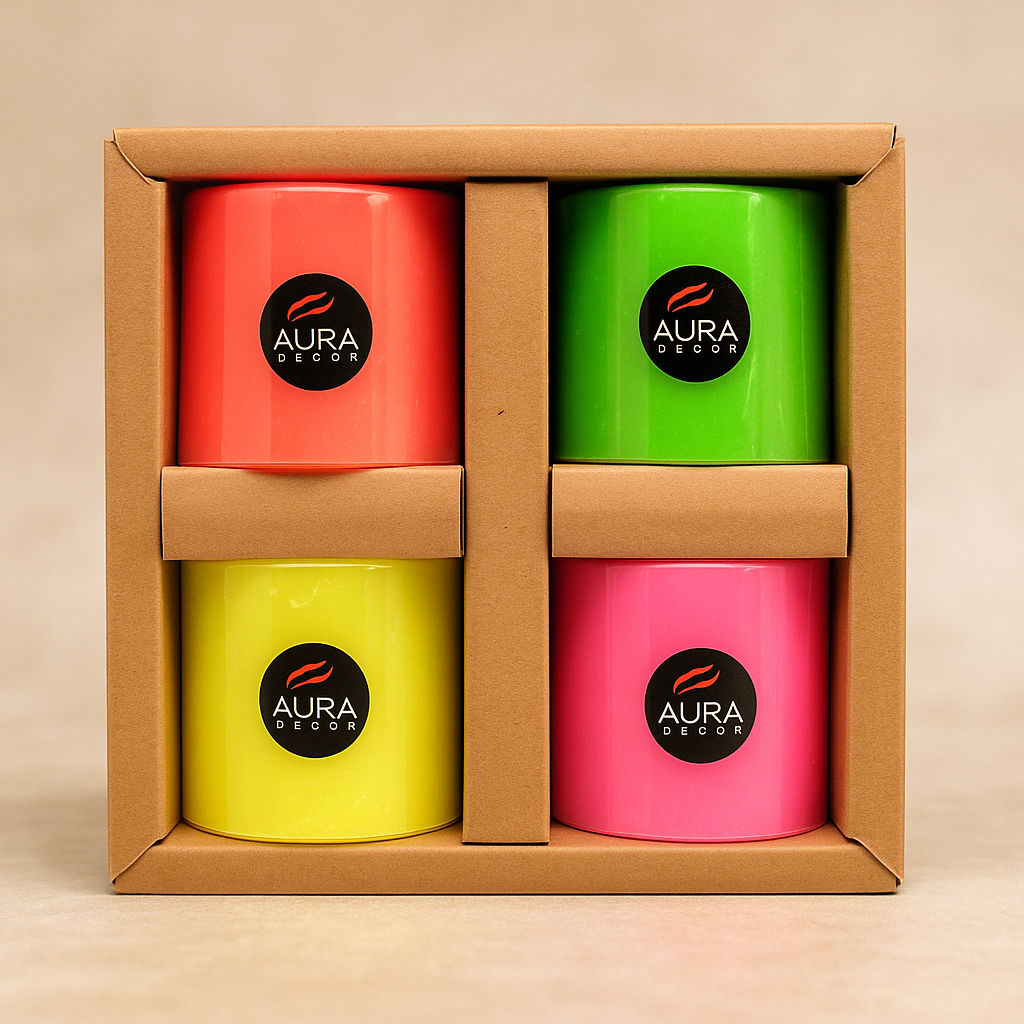 Set of 4 Fluroscent Pillar Candles