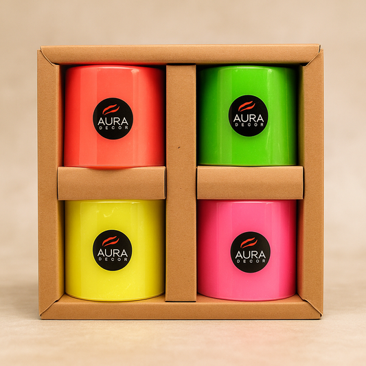 Set of 4 Fluroscent Pillar Candles