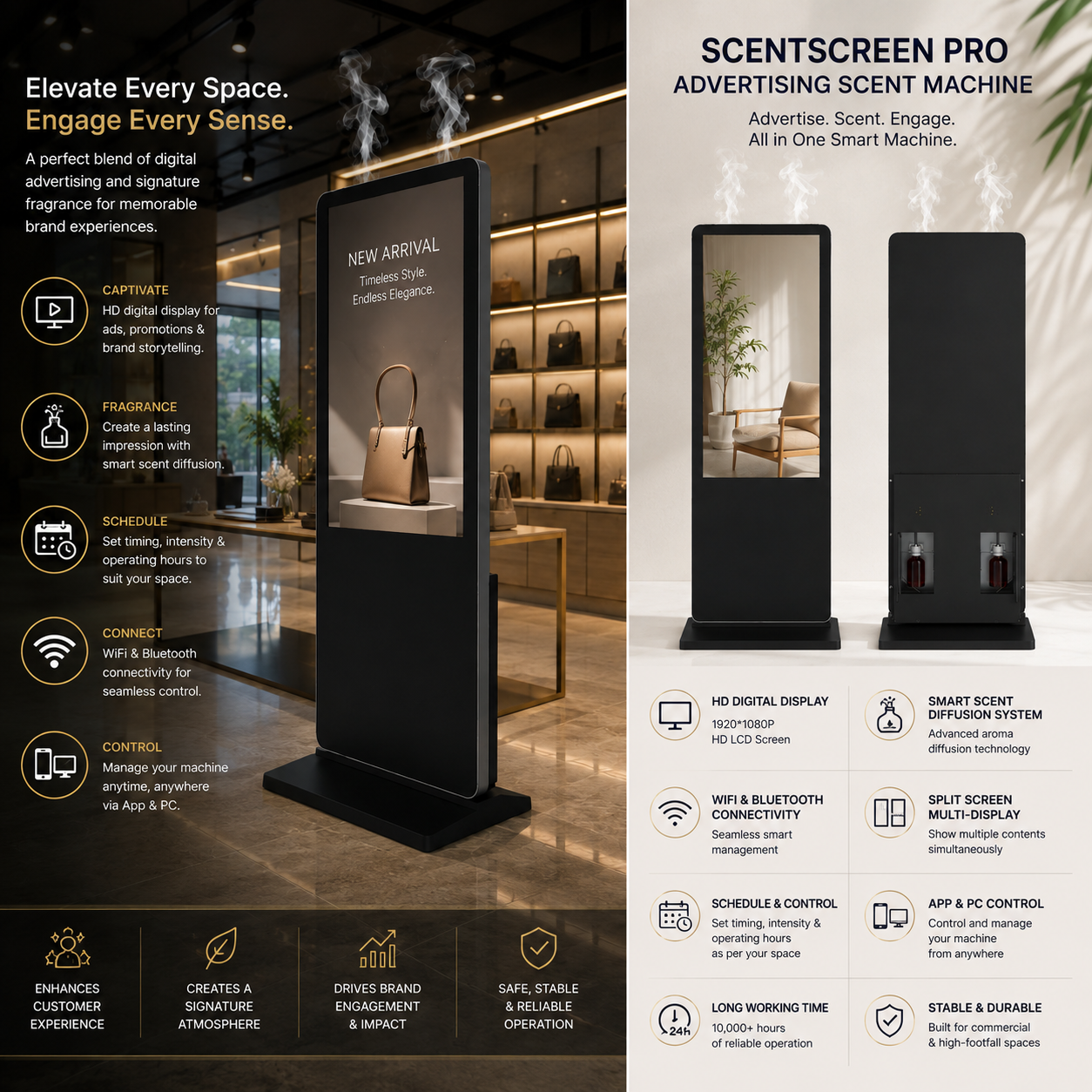 AuraDecor ScentScreen Pro – Digital Advertising Display with Smart Aroma Scenting