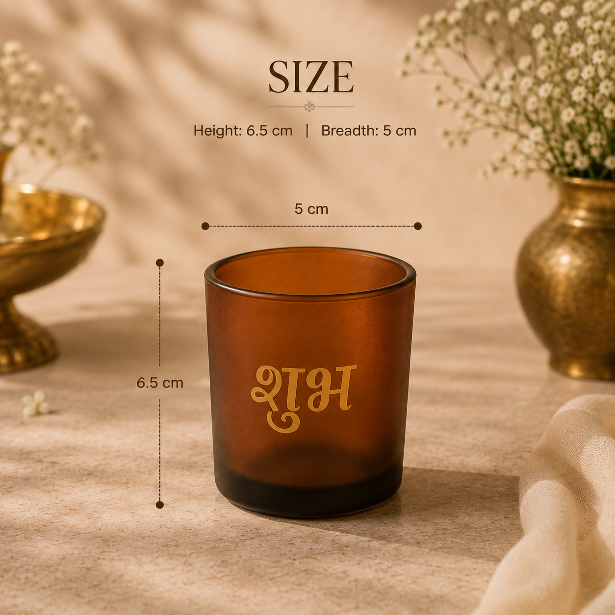 AuraDecor Empty Shubh Labh Glass Set of 2