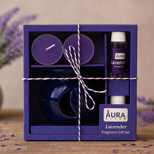 AuraDecor Aroma Oil Burner Gift Set ( Medium ) ( Lavender Fragrance )
