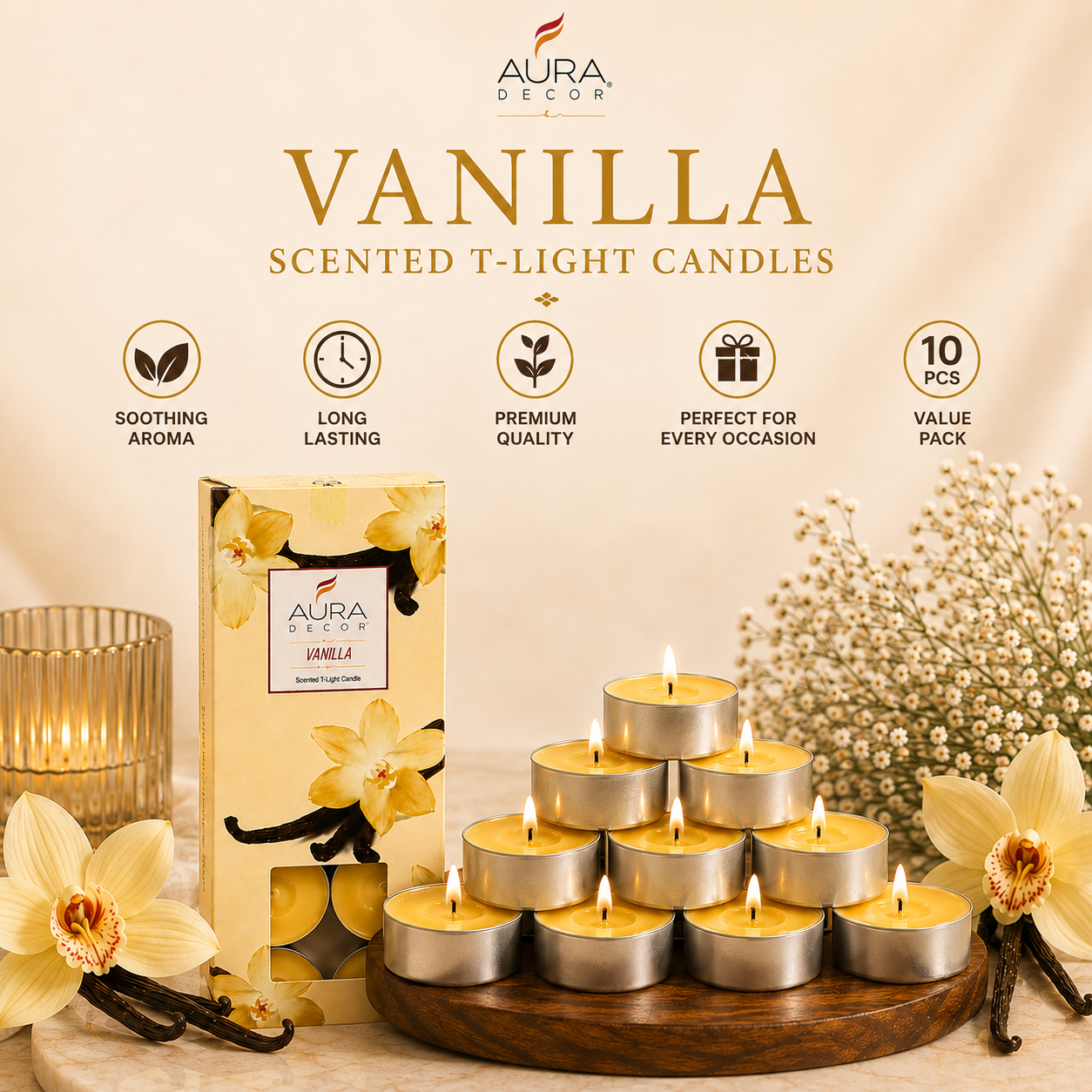 AuraDecor Pack of 10 Fragrance Tealight