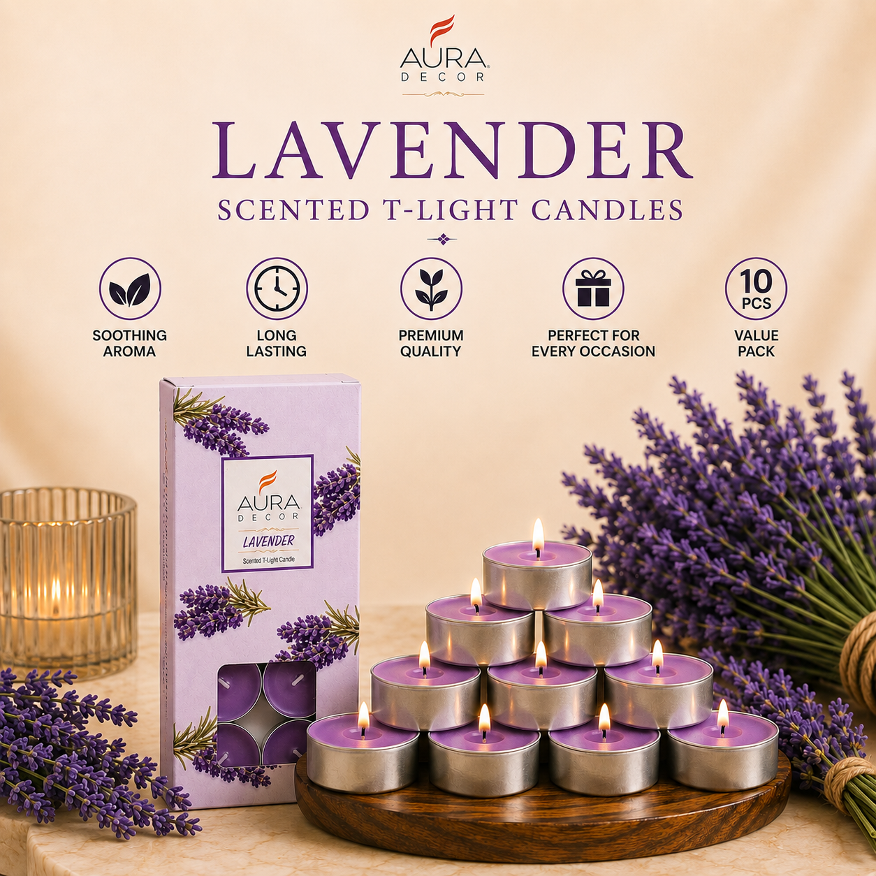 AuraDecor Pack of 10 Fragrance Tealight