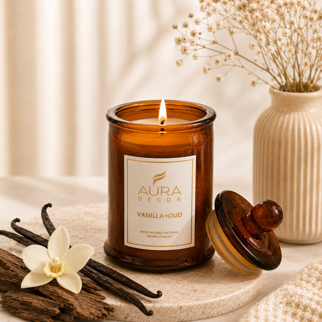 Bulk Buy AuraDecor Scented Tomb Lid Jar Candle (Master box 20pcs) || Amber jar || Gift Set ||