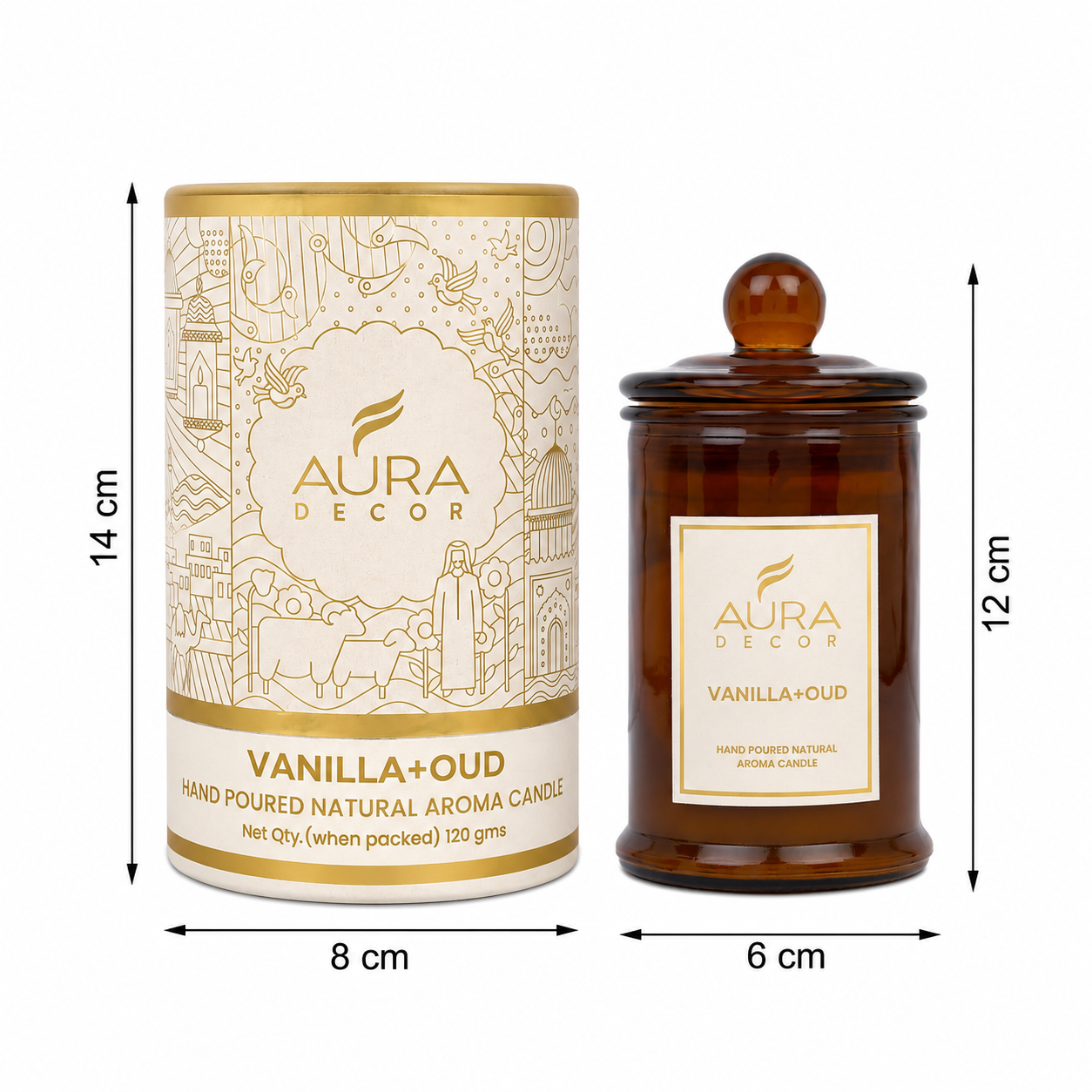 Bulk Buy AuraDecor Scented Tomb Lid Jar Candle (Master box 20pcs) || Amber jar || Gift Set ||