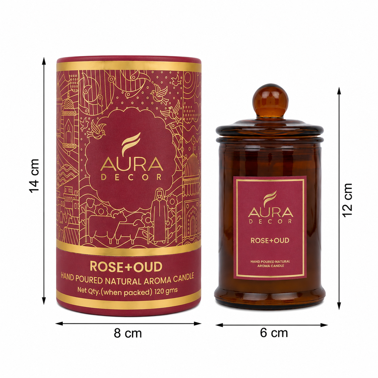 Bulk Buy AuraDecor Scented Tomb Lid Jar Candle (Master box 20pcs) || Amber jar || Gift Set ||
